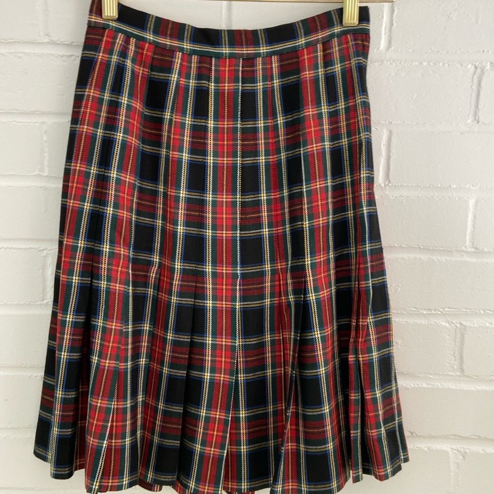 Classic Old-Style Christmas Holiday Plaid Ann Taylor Pleated Skirt Size 4